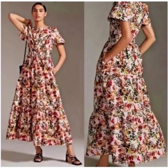 Anthropologie Maeve The Somerset Maxi Dress In Pink Floral L - Picture 2 of 11